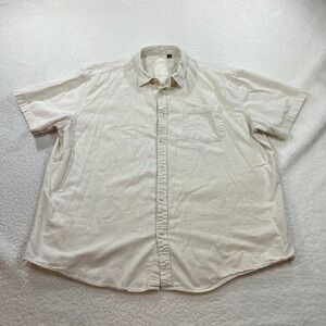 Design in Italy Button Down Shirt Mens 3XL Beige Linen Blend Short Sleeve Luxury